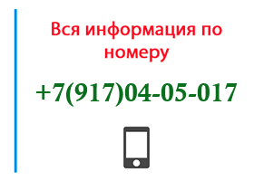 Номер 9170405017 - оператор, регион и другая информация