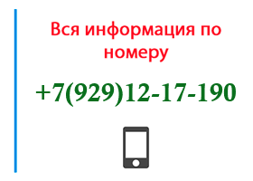 Номер 9291217190 - оператор, регион и другая информация