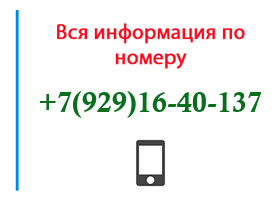 Номер 9291640137 - оператор, регион и другая информация