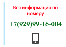 Номер 9299916004 - оператор, регион и другая информация